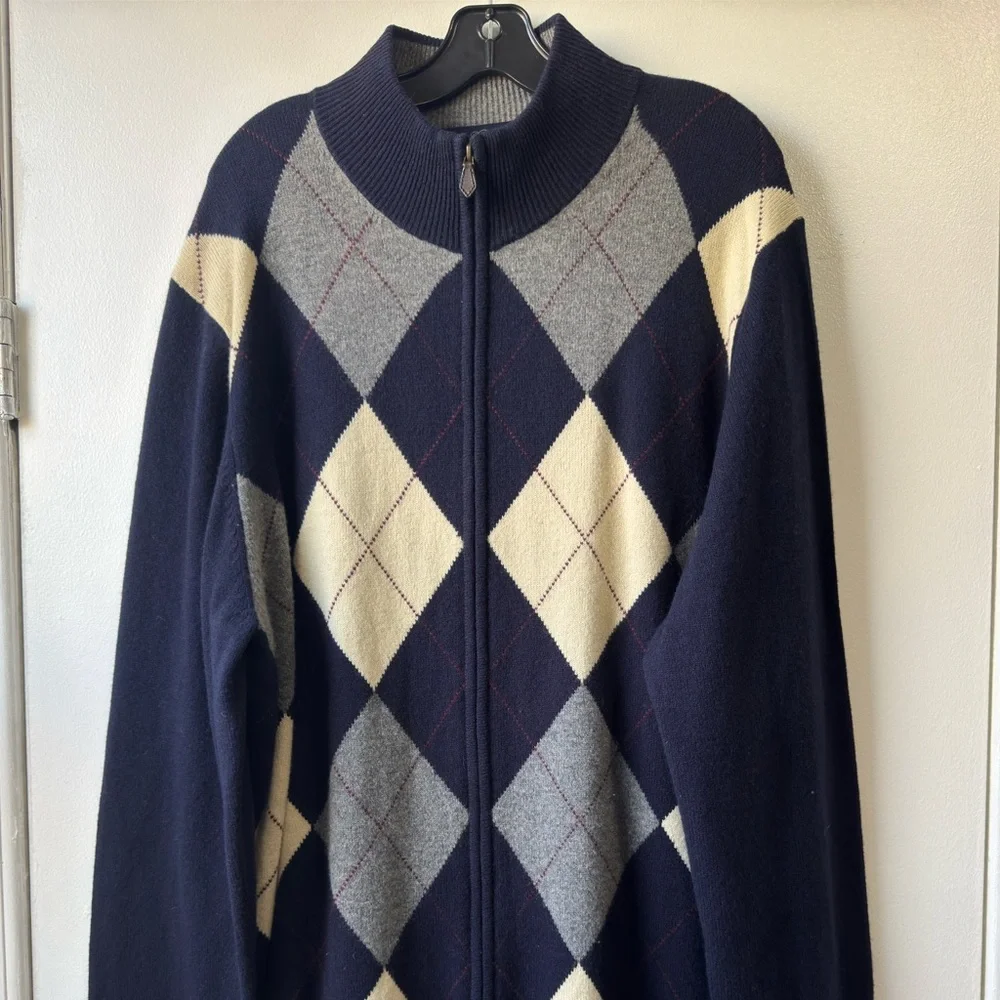 Brooks Brothers Men’s 100% Lambswool Full Zipper Sweater Sz